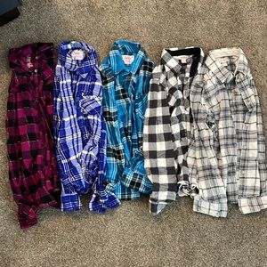 Lot of 5 Plaid Girls Shirts